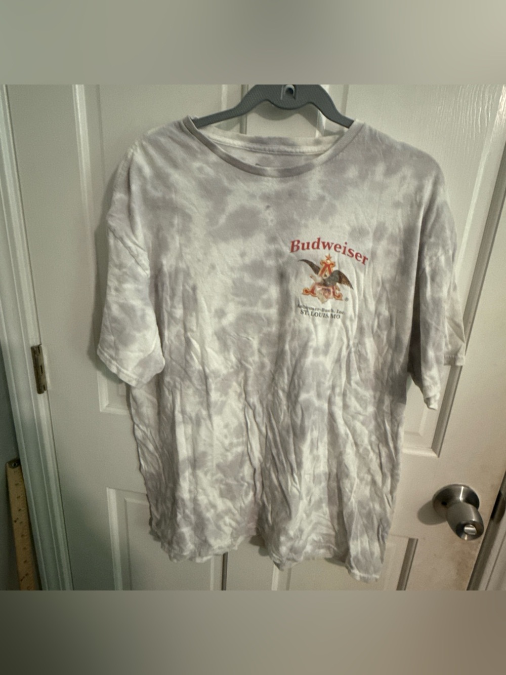 Budweiser White T-Shirt with Red Logo and Gold Accent